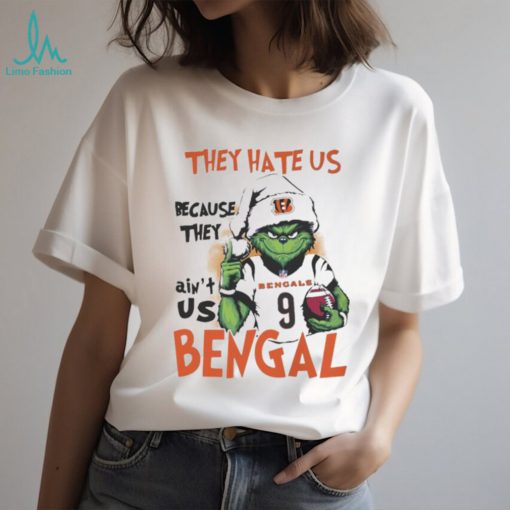 Official They Hate Us Bengals Joe Burrow Santa Grinch Christmas Shirt