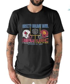 Official USC Trojans Vs Louisville Cardinals Black Football Holiday Bowl Bound 2023 Dueling Helmet Shirt