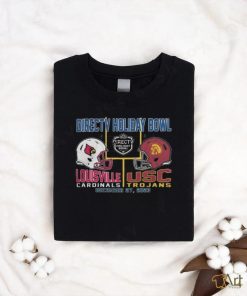 Official USC Trojans Vs Louisville Cardinals Black Football Holiday Bowl Bound 2023 Dueling Helmet Shirt