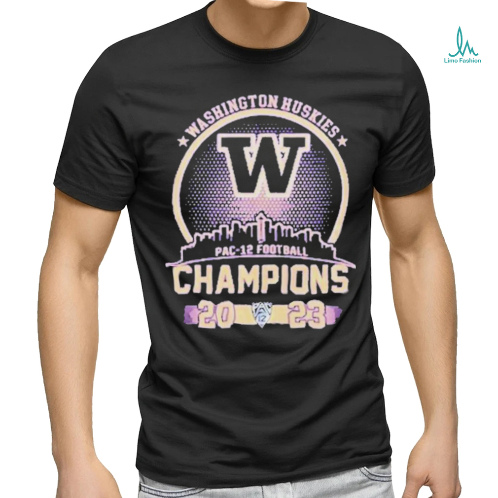 Official Washington Huskies Skyline PAC 12 Football Champions 2023 T Shirt Official Washington Huskies Skyline PAC 12 Football Champions 2023 T Shirt