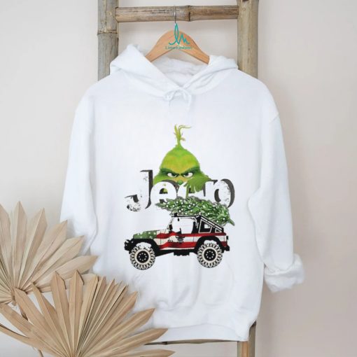 Official car Pine Tree Jeep Grinch American Merry Christmas Shirt