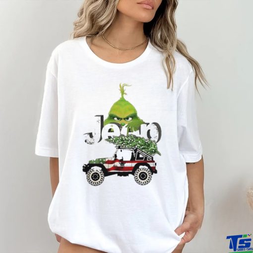 Official car Pine Tree Jeep Grinch American Merry Christmas Shirt