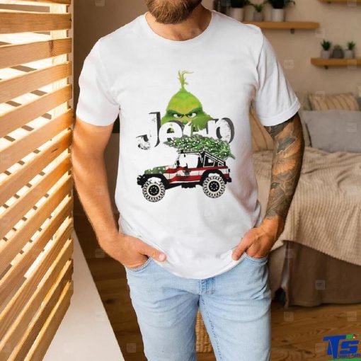 Official car Pine Tree Jeep Grinch American Merry Christmas Shirt