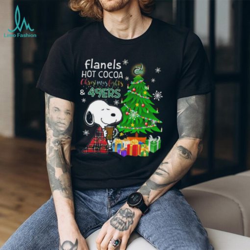 Official charlotte 49ers Snoopy Flanels Hot Cocoa Christmas Lights Tree T Shirt