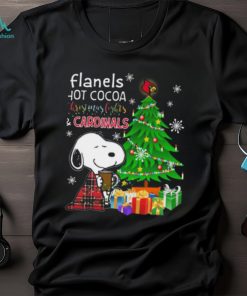 Official louisville Cardinals Snoopy Flannels Hot Cocoa Christmas Lights Tree T Shirt