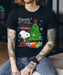Official louisville Cardinals Snoopy Flannels Hot Cocoa Christmas Lights Tree T Shirt