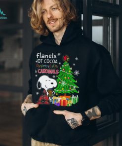 Official louisville Cardinals Snoopy Flannels Hot Cocoa Christmas Lights Tree T Shirt