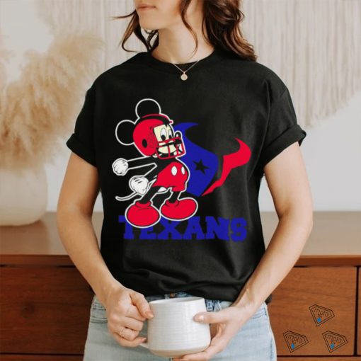 Official mickey Mouse cartoon NFL Houston Texans football player helmet logo shirt