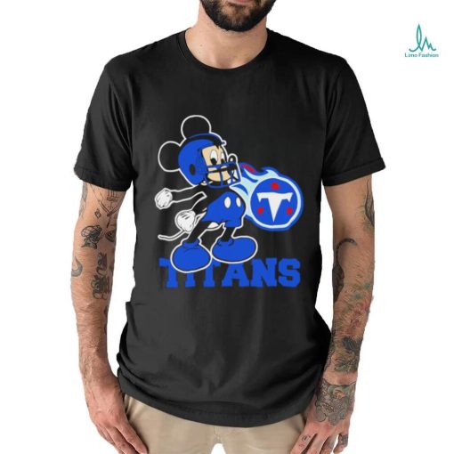 Official mickey Mouse cartoon NFL Tennessee Titans football player helmet logo shirt