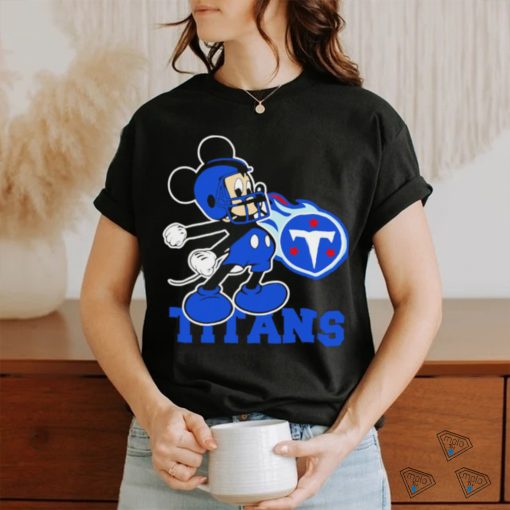 Official mickey Mouse cartoon NFL Tennessee Titans football player helmet logo shirt