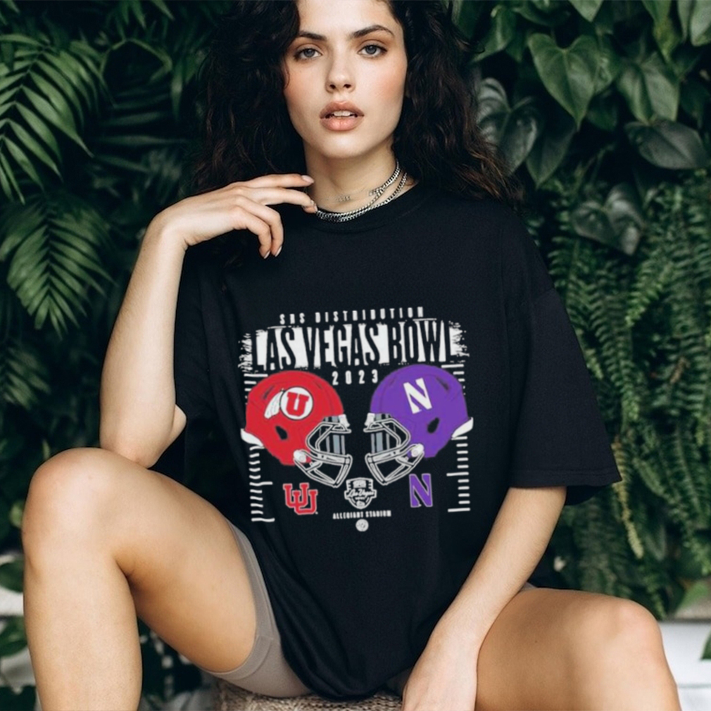 Official northwestern Wildcats vs Utah Utes Helmet SRS Distribution Las Vegas Bowl 2023 T Shirt Official northwestern Wildcats vs Utah Utes Helmet SRS Distribution Las Vegas Bowl 2023 T Shirt