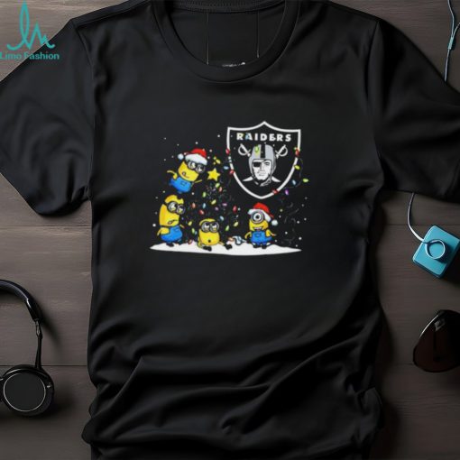 Official oakland Raiders Minions Christmas Lights T Shirt