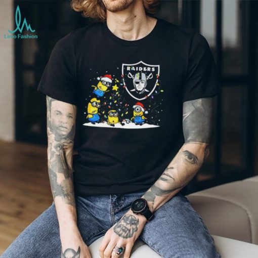 Official oakland Raiders Minions Christmas Lights T Shirt