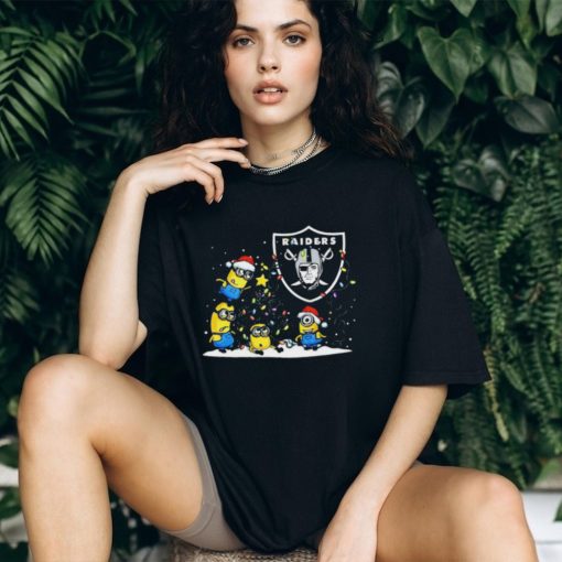 Official oakland Raiders Minions Christmas Lights T Shirt