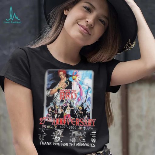Official one Piece Red 27th Anniversary 1997 2024 thank you for the memories Signatures Shirt