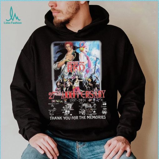 Official one Piece Red 27th Anniversary 1997 2024 thank you for the memories Signatures Shirt