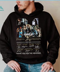 Official pirates of the Caribbean 21 Years Of 2003 2024 signatures thank you for the memories shirt
