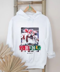 Official rutgers Scarlet Knights Defeated Miami Hurricane 31 24 To Win The 2023 Pinstripe Bowl Champions NCAA College Football Shirt