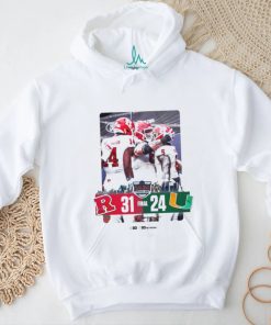 Official rutgers Scarlet Knights Defeated Miami Hurricane 31 24 To Win The 2023 Pinstripe Bowl Champions NCAA College Football Shirt