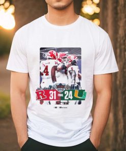 Official rutgers Scarlet Knights Defeated Miami Hurricane 31 24 To Win The 2023 Pinstripe Bowl Champions NCAA College Football Shirt
