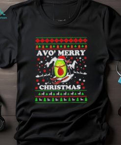 Official santa Avocado Snow Slide Merry Christmas T Shirt