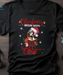 Official santa Chicken Christmas Begin With Christ T Shirt
