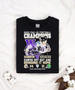 Official washington Huskies 2023 PAC 12 Football Champions Dawgs Got Out And Bringing It Home T Shirt