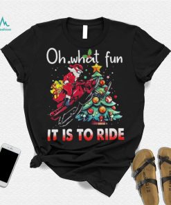 Oh What Fun It Is To Ride Snowmobile Bike Santa Christmas Tree Sweatshirt