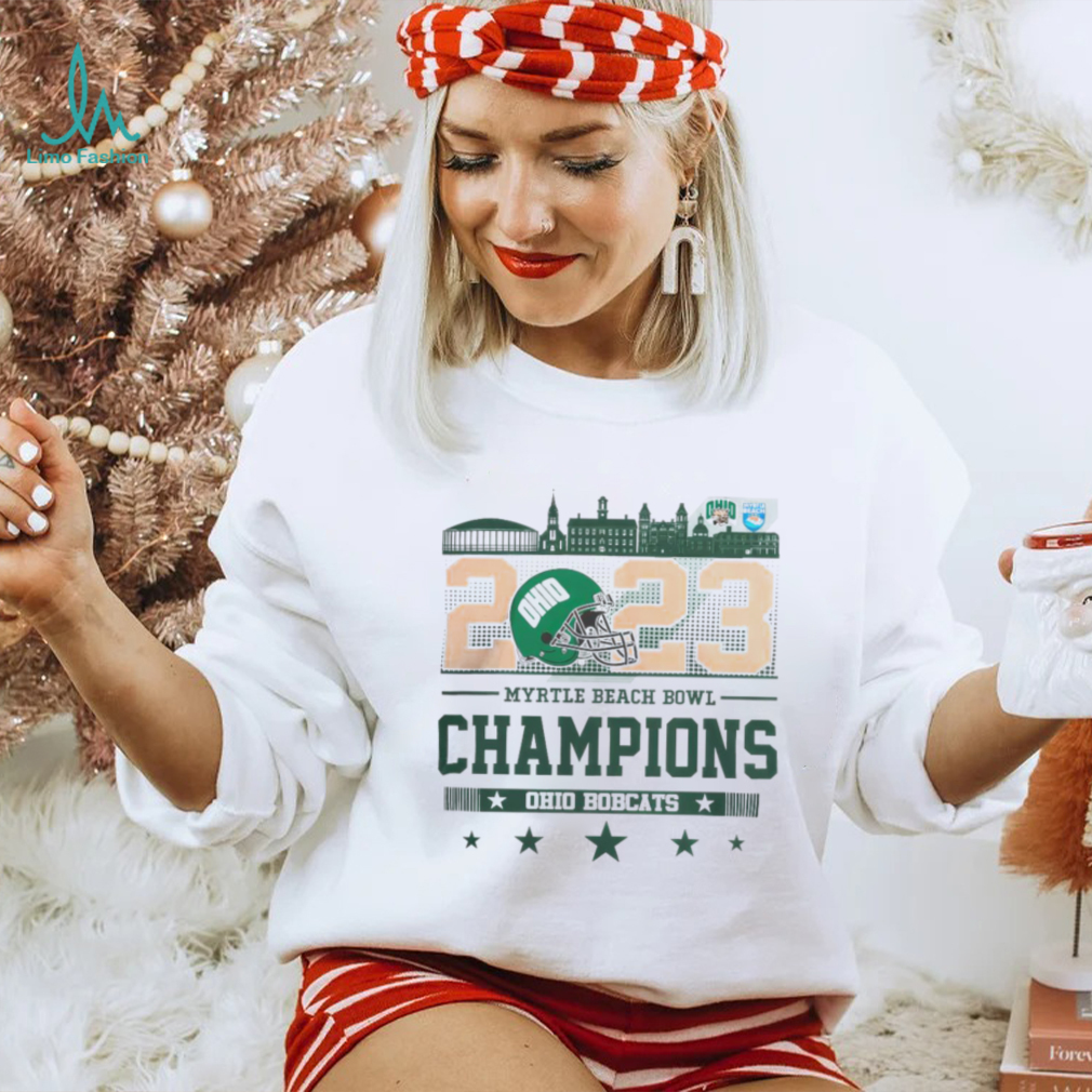 Ohio Bobcats 2023 Myrtle Beach Bowl Champions Helmet shirt Ohio Bobcats 2023 Myrtle Beach Bowl Champions Helmet shirt