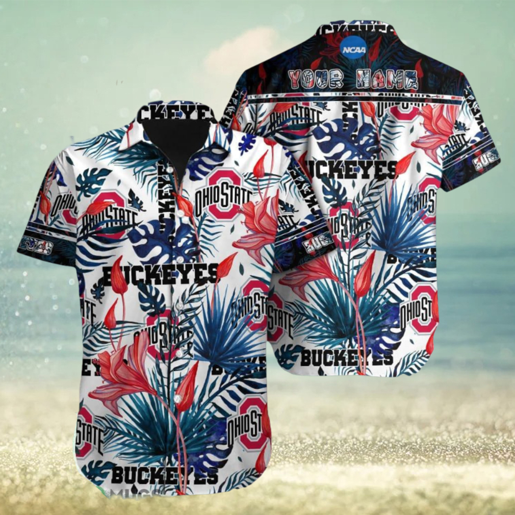 NCAA Ohio State Buckeyes Flower Hawaiian Shirt 3D Shirt, Ohio