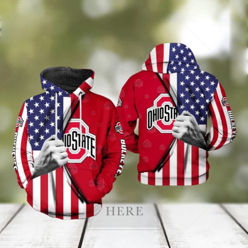 Ohio State Buckeyes NCAA US Flag 3D Printed Hoodie