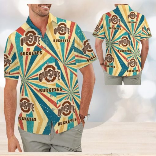 Ohio State Buckeyes Retro Vintage Style Tropical Hawaiian Shirt