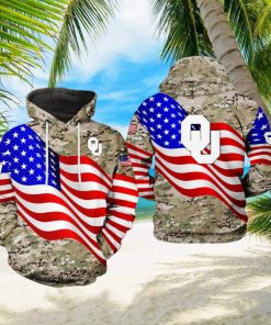 Oklahoma Sooners NCAA US Flag Camo Veteran 3D Printed Hoodie