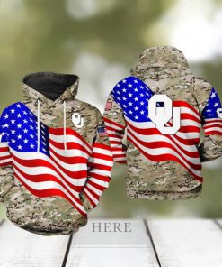 Oklahoma Sooners NCAA US Flag Camo Veteran 3D Printed Hoodie
