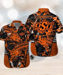 Oklahoma State Cowboys Fishing Short Sleeve Button Up Tropical Hawaiian Shirt