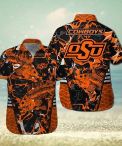 Oklahoma State Cowboys Fishing Short Sleeve Button Up Tropical Hawaiian Shirt