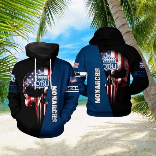 Old Dominion Monarchs NCAA US Flag Skull 3D Printed Hoodie