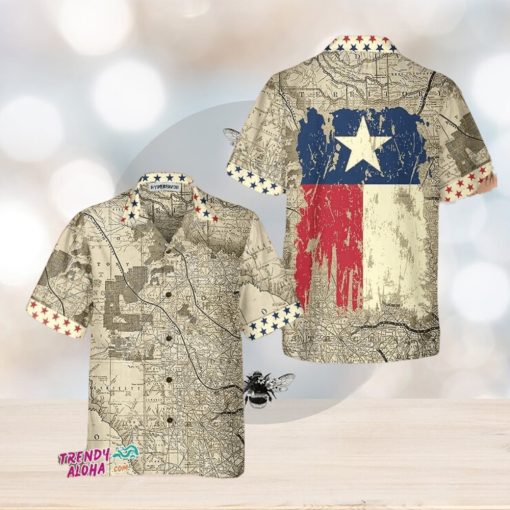 Old Map Of Texas Vintage Texas Hawaiian Shirt, Unique Texas Shirt For Texas Lovers