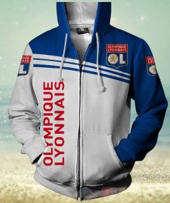 Olympique Lyon White Blue Zip Up Hoodie