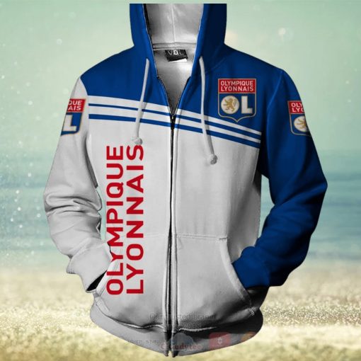 Olympique Lyon White Blue Zip Up Hoodie