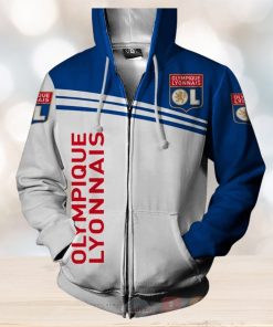 Olympique Lyon White Blue Zip Up Hoodie
