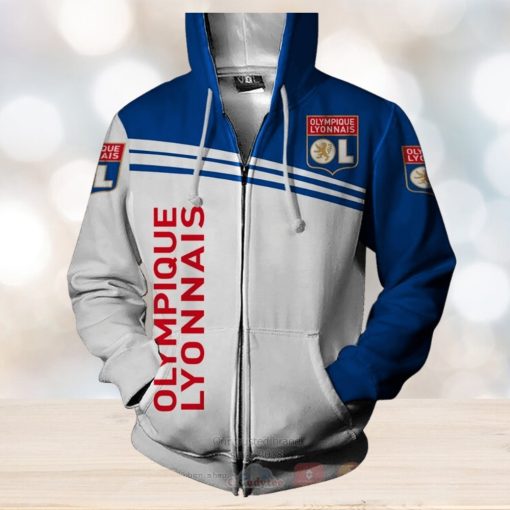 Olympique Lyon White Blue Zip Up Hoodie