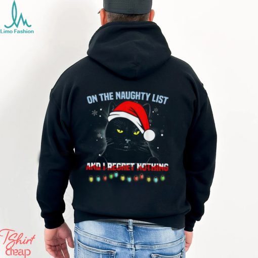 On The Naughty List I Regret Nothing   Funny Christmas Black Cat Classic T Shirt