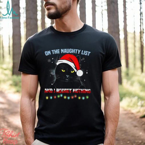 On The Naughty List I Regret Nothing   Funny Christmas Black Cat Classic T Shirt