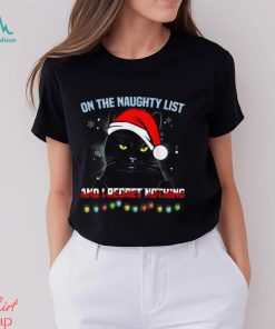 On The Naughty List I Regret Nothing Funny Christmas Black Cat Classic T Shirt