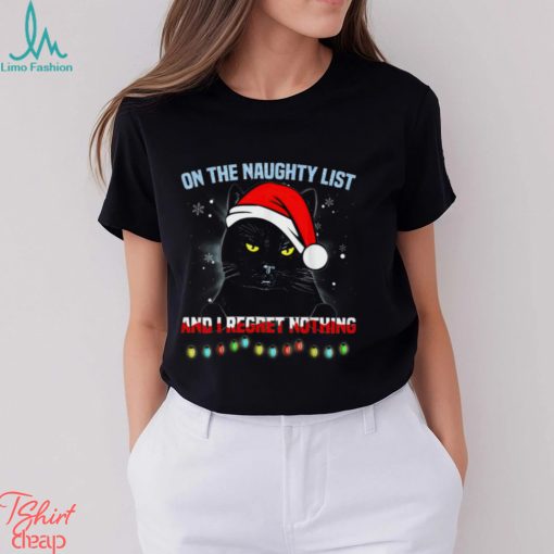 On The Naughty List I Regret Nothing   Funny Christmas Black Cat Classic T Shirt