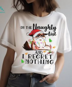 On The Naughty List Regret Nothing Cat Christmas Shirt