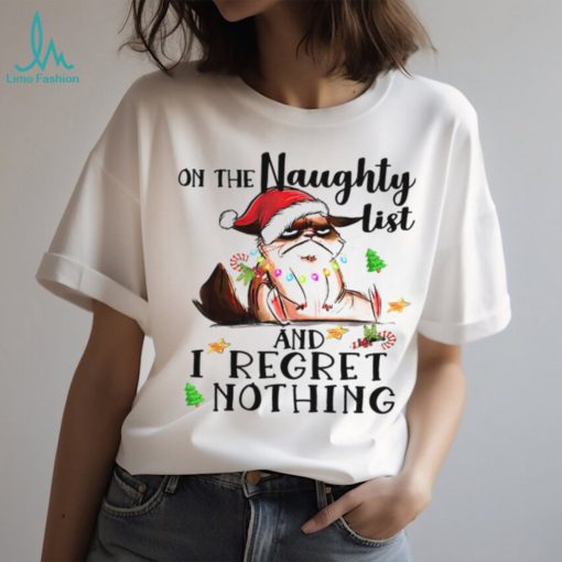 On The Naughty List Regret Nothing Cat Christmas Shirt