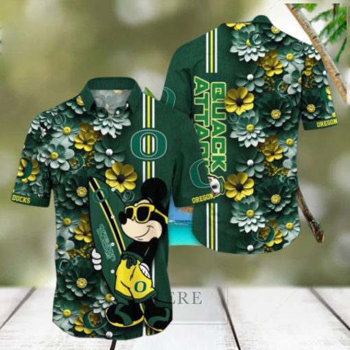 Oregon Ducks Hawaiian Shirt Mickey Love Surfing Trending Summer Gift