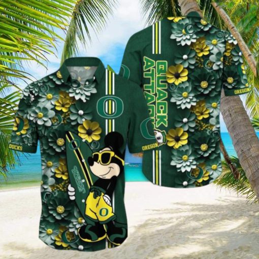 Oregon Ducks Hawaiian Shirt Mickey Love Surfing Trending Summer Gift